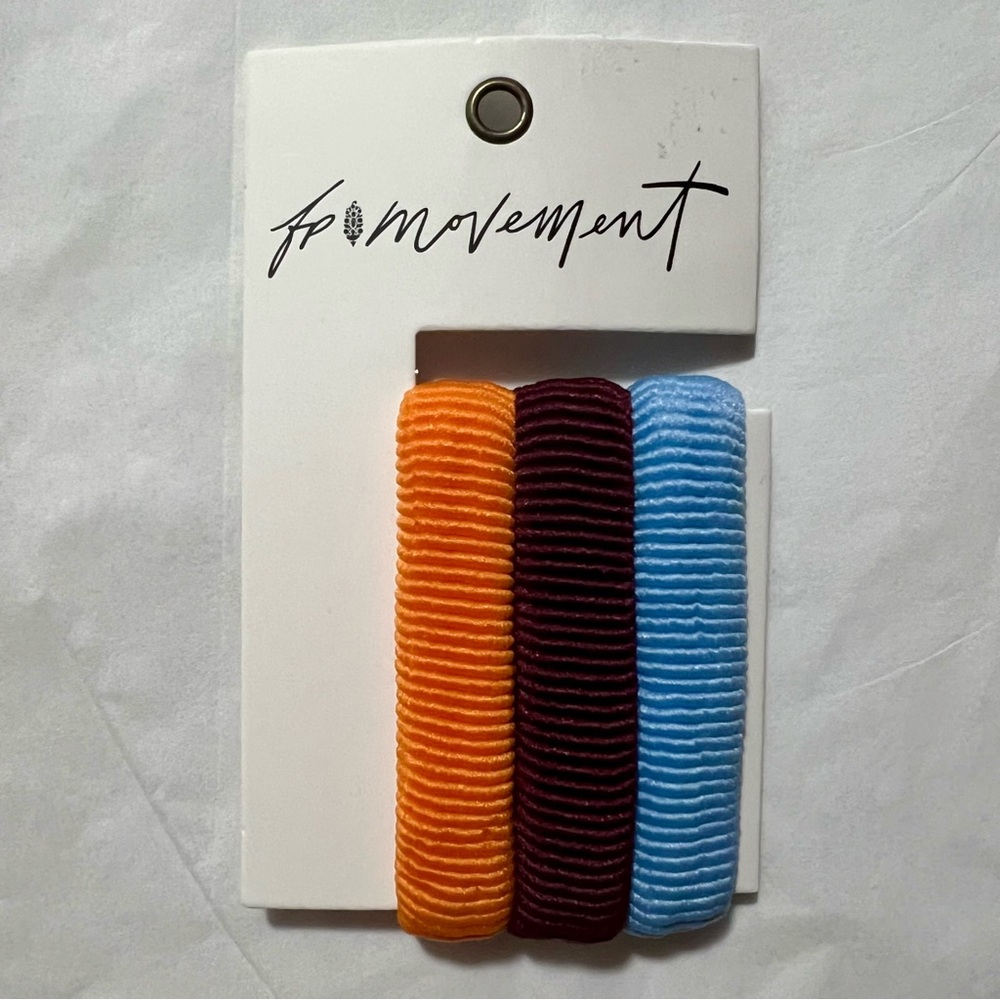 FP Movement Pony Tail Holders, 3 Hair Ties, Blue and Purple and Orange, NWT
